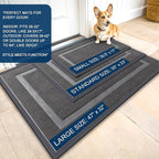 OLANLY Front Door Mat Indoor Outdoor Entrance, Waterproof All-Season, All-Weather Doormat, Sturdy Natural Rubber, Fade Resistant, Low Profile, Easy Clean Patio Porch Entryway Mat, 47x32, Dark Grey