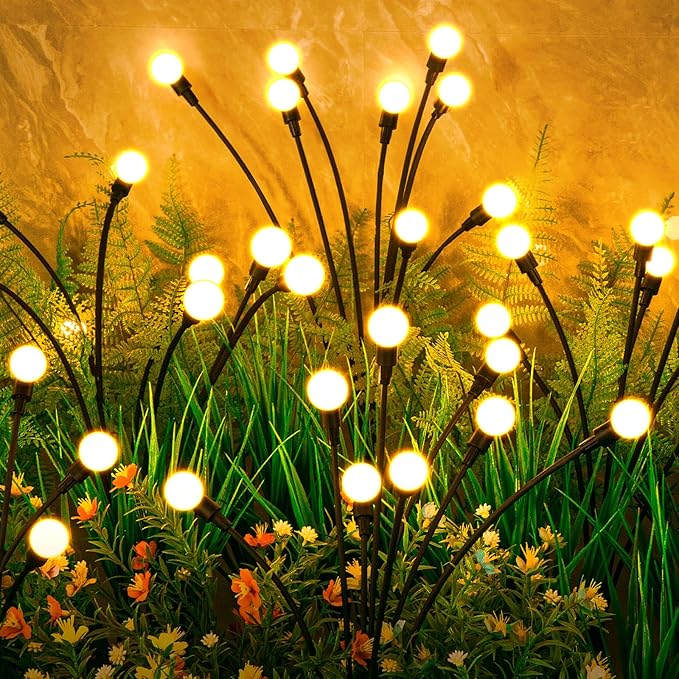 Solar Lights Outdoor(8-Pack, 64 LEDs), ASMAD Solar Garden Lights, Outdoor Decorations, Firefly Light for Patio Decor, Big Bulb, Unique Gifts for Women, Gifts for Grandma