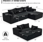 110” Cloud Sectional Couch, Boneless Sofa for Living Room, Modular Sectional Sofa with Deep Seat, Comfy Fluffy Couch with L-Shaped Chaise, No Assembly Required (Right-Facing Chaise, Black)