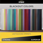 Eclipse Kendall Modern Blackout Thermal Rod Pocket Window Curtain, Insulating & Noise Reducing Curtains for Bedroom or Living Room (1 Panel), 63 in Long x 42 in Wide, Blue