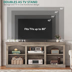 YITAHOME Farmhouse TV Stand for 75/80 Inch TV, Entertainment Center with Adjustable Shelf, Large TV Console Table for Living Room (Washed Grey)