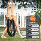 Giraffe Tools Garden Hose 25FT Lightweight Lay Flat Water Hose Kink Free Flexible Hose with 9 Spray Function Nozzle, Black
