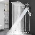 Shower Head,12”Rain Shower Head with Handheld Spray Combo and Adjustable Extension Arm/Shower System,High Pressure Rain Fall Hose,Chrome