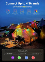 Brightown Outdoor String Lights 29 Feet G40 LED Patio Lights, 13 Plastic Multicolor Bulbs(1 Spare), Remote, Timer, Waterproof Connectable Hanging Light for Porch Balcony Party Decor, E12 Base, RGBW