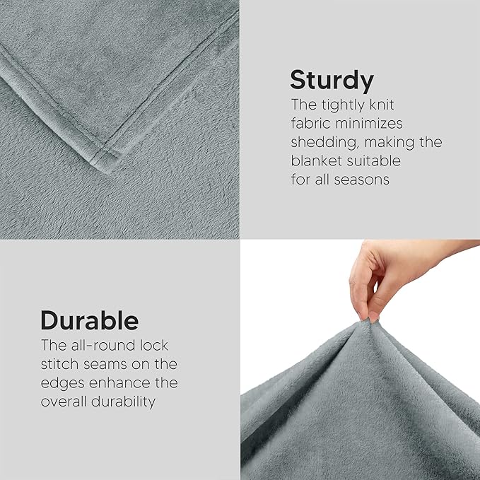 Utopia Bedding Fleece Blanket Throw Size Ash Grey 300GSM Luxury Anti-Static Fuzzy Soft Microfiber Blanket for Couch, Sofa and Bed (50x60 Inch)