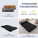 MAXYOYO Folding Sofa Couch, Convertible Floor Sleeper Couch with 2 Pillows, Tufted Floor Loveseat Couch Tufted Fold Out Chair Bed Comfy Sofa Lounge for Living Room Bedroom, Black