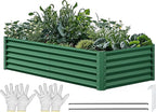 YITAHOME 72x36x18 in Galvanized Raised Garden Bed Kit, Large Metal Planter Box with Gloves & Support Rod, Outdoor Flower Bed for Plants Vegetables, Green