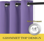 NICETOWN Kitchen Short Blackout Curtain and Drape - Thermal Insulated Solid Grommet Blackout Panel for Patio Bedroom Living Room (Single Panel, 52 inches by 45 inches, Lilac Purple)