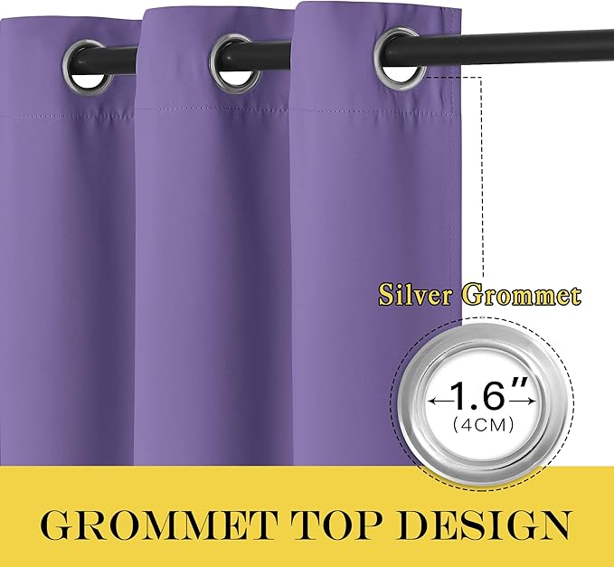 NICETOWN Room Darkening Short Curtain 54 inches Long for Living Room, Grommet Sound Reducing Thermal Insulated Curtains for Bedroom Nursery Window, 46W x 54L, 1 Piece, Lilac Purple