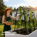 Cucumber Trellis for Raised Bed, U-Shape Garden Arch Metal Support for Climbing Plants, Metal Arch Plant Support Vegetables Trellis, Plant Support for Vine Outdoor (Black, 47*30*47inch(L*W*H))