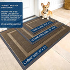 OLANLY Front Door Mat Indoor Outdoor Entrance, Waterproof All-Season, All-Weather Doormat, Sturdy Natural Rubber, Fade Resistant, Low Profile, Easy Clean Patio Porch Entryway Mat, 47x30, Brown