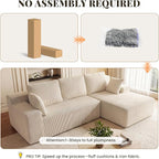 Cloud Sectional Boneless Couches for Living Room, Modular L Shaped Couch with Deep Seat Oversized Right Facing Chaise, Memory Foam Compressed Spineless 3 Seater Sofa for Apartment, Taupe | No Assembly Required, Deep Seat, Cat-Claw Resistant, High-Resil...