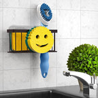 Sponge Holder Smiley Face,Sink Caddy,Sink Organizer with 2 Suction Cups/1 Adhesive Strips,Designed for Sponge,Soap,Dish Brush,Scrubber - Bronze