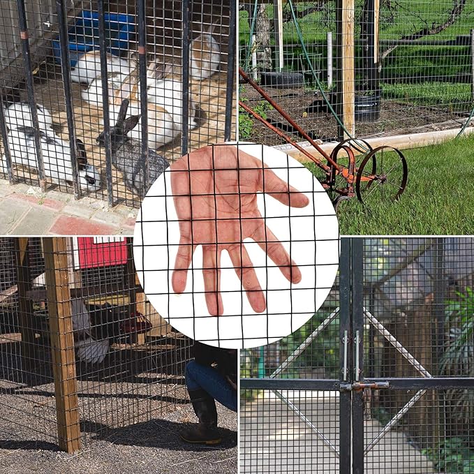 48'' x 50' 1/4inch Hardware Cloth 19 Gauge Black Vinyl Coated Welded Fence Mesh for Home and Garden Fence and Home Improvement Project (48'' x 50')