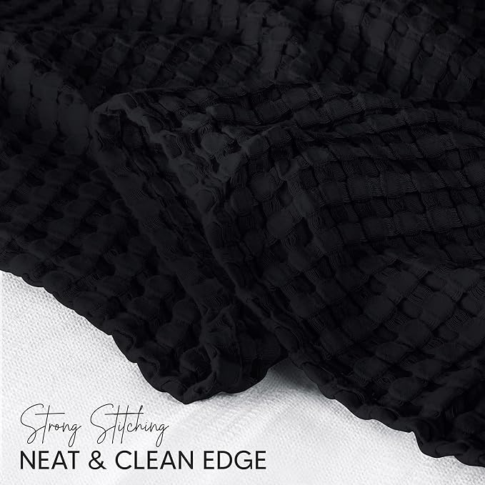 Utopia Bedding Black 100% Cotton Waffle Blanket 300 GSM [King - 90x108 Inch] Soft Lightweight Breathable Bed Blanket for All Season