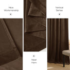NICETOWN Brown Velvet Curtains, Thermal Insulated Sound Reducing Heavy Matt Heat & Chill Resistant Drapes for Home Decoration (2 Panel Per Pack, 102 inches Long)