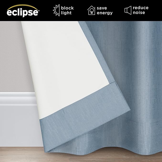 ECLIPSE Kendall Modern Blackout Thermal Rod Pocket Window Curtain for Bedroom or Living Room (1 Panel), 42" x 63", Slate