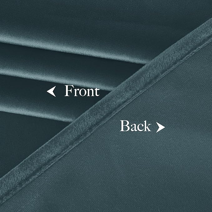 NICETOWN Greyish Blue Velvet Curtains (2 Panels, 52-inch Wide x 108-inch Long), Luxury and Soft Thermal Insulated Velvet Curtains for Film, Extra Long Window Curtains for Large Door Windows