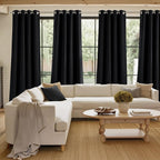 NICETOWN Faux Linen Black Blackout Curtains 84 inches Long for Living Room - Privacy Panels for Bedroom, Modern Farmhouse Style Easy Care Grommet Top, 2 Panels, W52 by L84