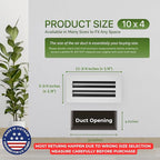 Modern Air Vent Cover 10x4 (Duct Opening), 2 Pack - Decorative White Aluminum Linear Slot Diffuser for Wall, Ceiling, Floor - Quiet Operation HVAC Grille for Home with Adjustable Airflow