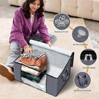 Fab totes Storage Bags,Clothes Blanket Storage Bins Foldable Closet Organizers with Reinforced Handle for Home Dorm Storage and Organization,Fabric Bags for Organizing Sheets,Clothing (Grey,4 Pack)