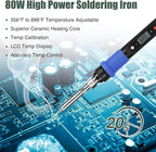 Soldering Iron Kit, 80W 110V LCD Digital Welding Tools, 356-896℉(180-480℃), Portable Adjustable Temperature Solder Irons, for Metal, Jewelry, Electric Repairing, DIY