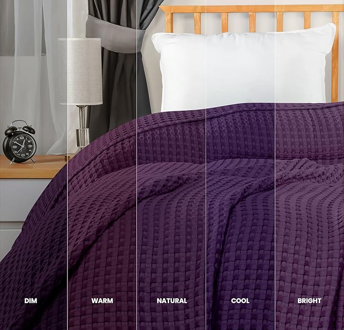 Utopia Bedding Plum 100% Cotton Waffle Blanket 300 GSM [King - 90x108 Inch] Soft Lightweight Breathable Bed Blanket for All Season