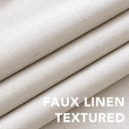 H.VERSAILTEX Linen Curtains 100% Blackout Curtains for Bedroom 90 inch Long Full Light Blocking Nature Linen Blended Window Curtains for Living Room Nickel Grommet (2 Panels, Ivory)