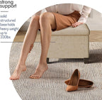 Storage Ottoman Cube with Small Bin, 16-in Square Ottoman with Storage for Living Room and Bedroom, Small Ottomans Foot Rest, Velvet Foot Stools Ottomans Max 330lbs, Beige