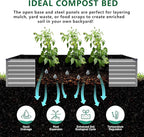 12x2x1.5FT Galvanized Raised Garden Bed,Vegetable Boxes-Rectangle Metal Flower Box,Large Planter Raised Beds Outdoor Garden for Planting,Fruit,Herb-Silver