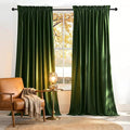 NICETOWN Olive Green 90 inch Long Velvet Curtains for Bedroom 2 Panels, Thermal Insulated Room Darkening Heavy Duty Velvet Drapes for Living Room, Privacy Protection Window Treatment, W52 x L90