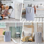 Lifewit 2 Pack Laundry Basket 80L Each, Collapsible Clothes Hamper with Reinforced Handles, Freestanding Waterproof Design for Bedroom and Laundry Room, Grey&Blue 160L Total