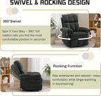 Recliner Chair, Swivel Rocker Recliner Chair for Adults, Small Recliners for Small Spaces, Upholstered Manual Recliner with Side Pockets, Nursery Rocking Chair for Living Room, Chenille, Black