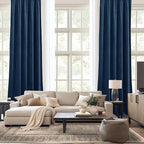 NICETOWN Navy Blue Velvet Blackout Curtains 96 inch Long for Bedroom and Living Room, Rod Pocket Drapes Soft Privacy Protection Window Treatments for Hall (2 Pieces, 52" Wide)