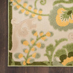 Nourison Home Aloha Ivory Green 7'10" x 10'6" Area Rug - Easy Clean, Non Shedding, Bed Room, Living Room, Dining Room, Kitchen (8' x 11')