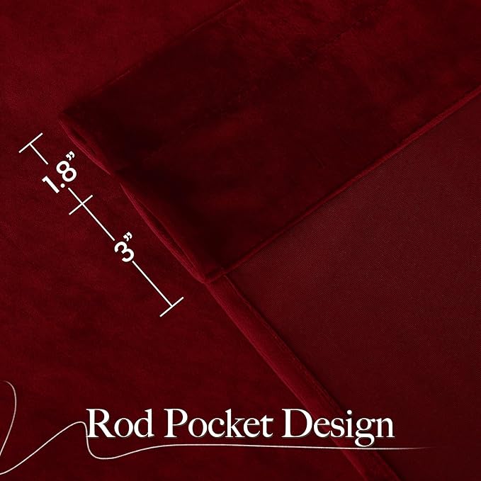NICETOWN Christmas Red Velvet 108 inch Curtains and Drapes, Blackout Extra Long Elegant Wall Backdrop Drapes for Holiday Season Home Decoration (52x108, Set of 2, Rod Pocket Design)
