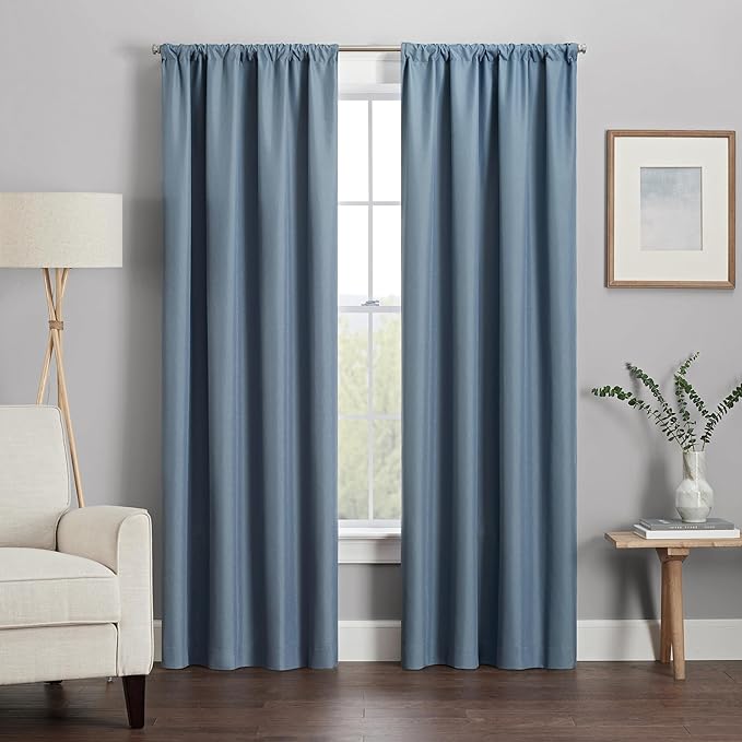 ECLIPSE Kendall Modern Blackout Thermal Rod Pocket Window Curtain for Bedroom or Living Room (1 Panel), 42" x 63", Slate