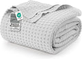 Utopia Bedding Silver 100% Cotton Waffle Blanket 300 GSM [Queen - 90x90 Inch] Soft Lightweight Breathable Bed Blanket for All Season