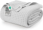 Utopia Bedding Silver 100% Cotton Waffle Blanket 300 GSM [Queen - 90x90 Inch] Soft Lightweight Breathable Bed Blanket for All Season