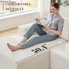 110” Cloud Sectional Couch, Modular Sectional Sofa for Living Room, Boneless Sofa with Deep Seat, Comfy Fluffy Couch with L-Shaped Chaise, No Assembly Required (Left-Facing Chaise, Beige)