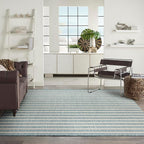 Nourison Home Positano Aqua Ivory 8' x 10' Area Rug - Easy Clean, Non Shedding, Bed Room, Living Room, Dining Room, Kitchen (8' x 10')