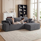 Cloud Sectional Boneless Couches for Living Room, Modular L Shaped Couch with Deep Seat Oversized Right Facing Chaise, Memory Foam Compressed Spineless 3 Seater Sofa for Apartment, Grey | No Assembly Required, Deep Seat, Cat-Claw Resistant, High-Resili...
