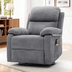 Recliner Chair, 360 Swivel Rocker Chair for Adults, Small Rocking Recliner Chair for Small Spaces, Upholstered Chenille Fabric Glider Recliner Nursery Chair with Side Pockets for Living Room