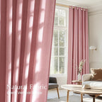 NICETOWN Linen Pink Curtains for Girls Room, Grommet Thick Flax Semi Sheer Window Treatments Privacy Assured with Light Filtering for Bedroom/Kids Room, 2 Panels, W55 x L84