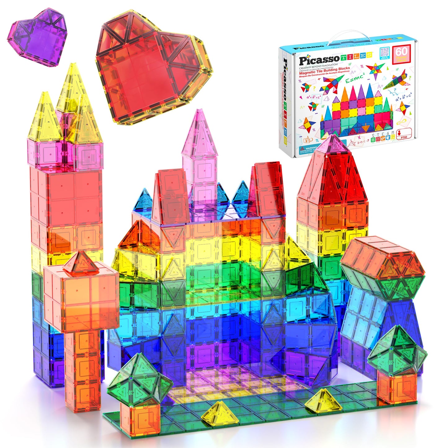 PicassoTiles 60pcs Magnetic Building Blocks
