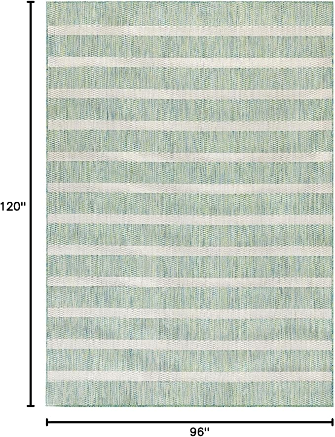 Nourison Home Positano Indoor/Outdoor Blue Green Ivory 8' x 10' Area Rug, Easy Cleaning, Non Shedding, Bed Room, Living Room, Dining Room, Backyard, Deck, Patio (8x10)