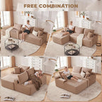 Cloud Sectional Couch, Boneless Sofa for Living Room, Modular Sectional Sofa with Deep Seat, Fluffy Comfy Couch with L-Shaped Chaise, No Assembly Required, Camel