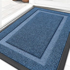 OLANLY Front Door Mat Indoor Outdoor Entrance, Waterproof All-Season, All-Weather Doormat, Sturdy Natural Rubber, Fade Resistant, Low Profile, Easy Clean Patio Porch Entryway Mat, 29.5x17, Light Blue