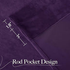 NICETOWN Purple Velvet Blackout Curtains 96 inches Long, Solid Heavy Matt Rod Pocket Drapes/Window Treatments for Hall, Theater (2 Pieces)