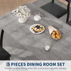 IDEALHOUSE Dining Table Set for 4 Modern Kitchen Table and Chairs Set with Chamfered Edges Cushioned Seats Space-Saving Metal Frame Compact Breakfast Nook (Soft Seat Black Tube + Black)